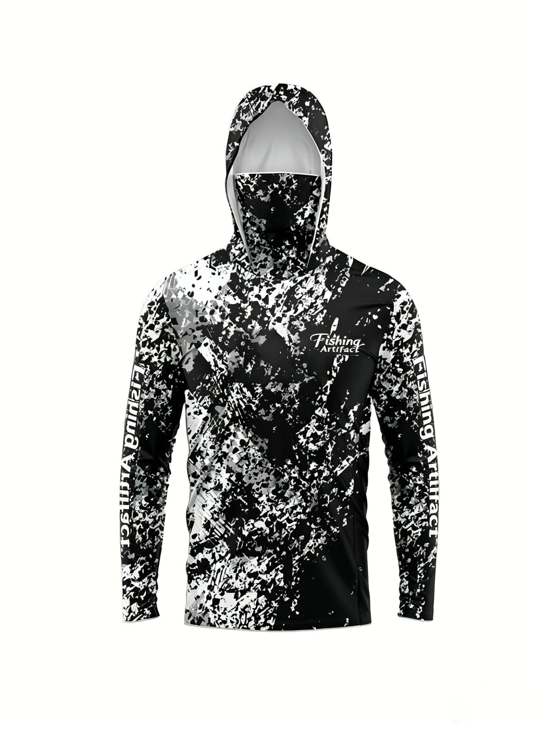 Sports Mask Breathable - Heren zomer 3D-geprinte vissershirt met gezichtsmasker,