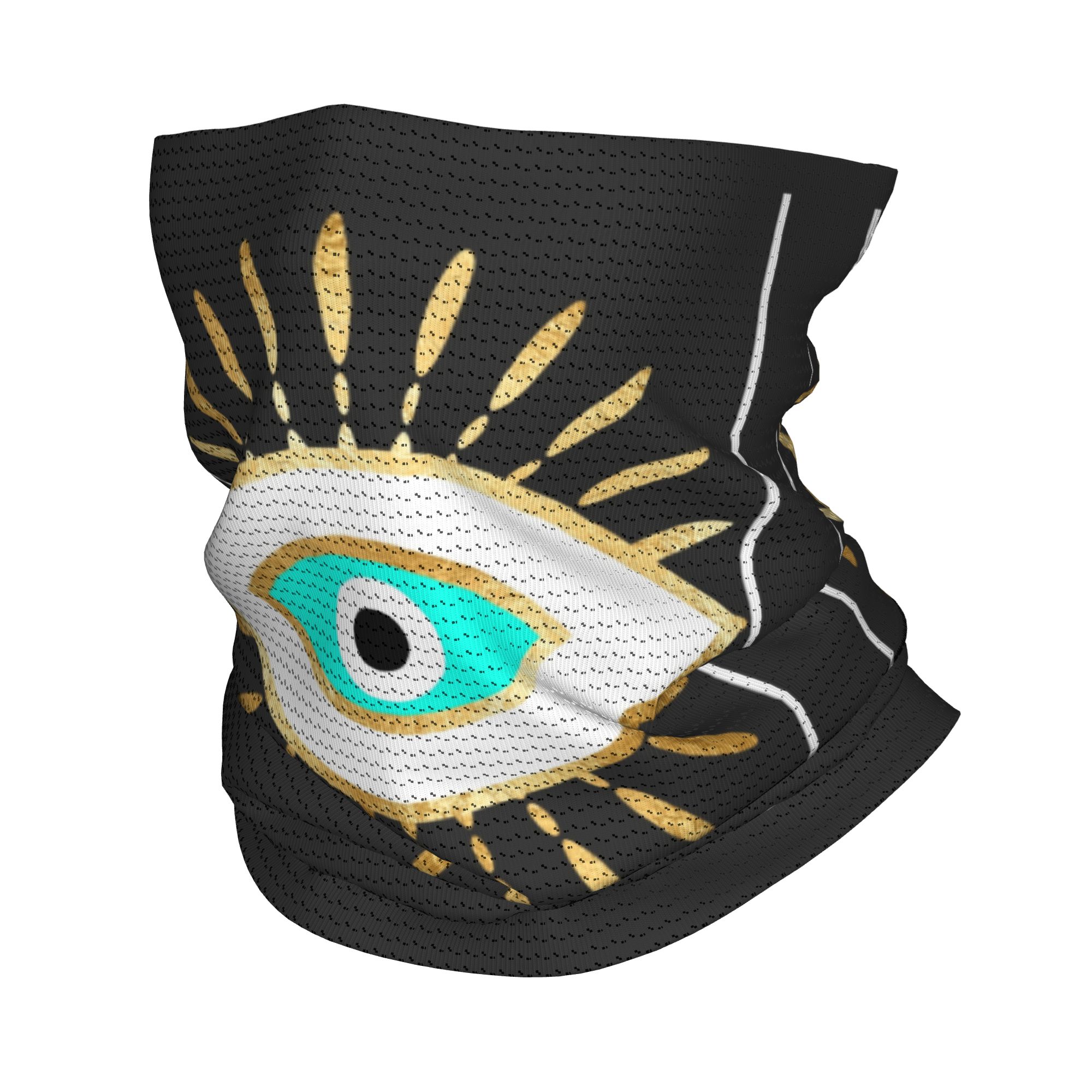 Neck Gaiter Face Cover - Hamsa Boze Oog Goudfolie Print Bandana