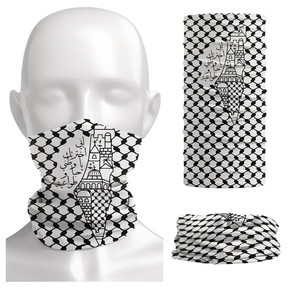 Neck Gaiter Face Cover - Arabische kalligrafie bandana folk hatta kufiya